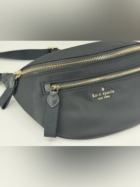 kate spade Black Nylon Zip-Top Crossbody Bag with Gold Hardware